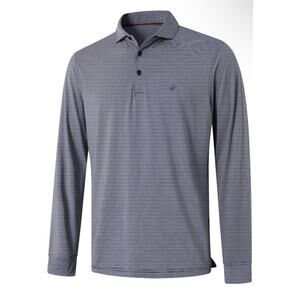 MICHEL ROUEN PERFORMANCE GOLF LONG SLEEVE POLO SHIRT 3XL Blue Striped